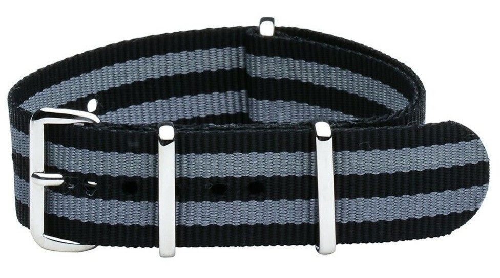 NATO strap Black Grey 20  1.5mm
