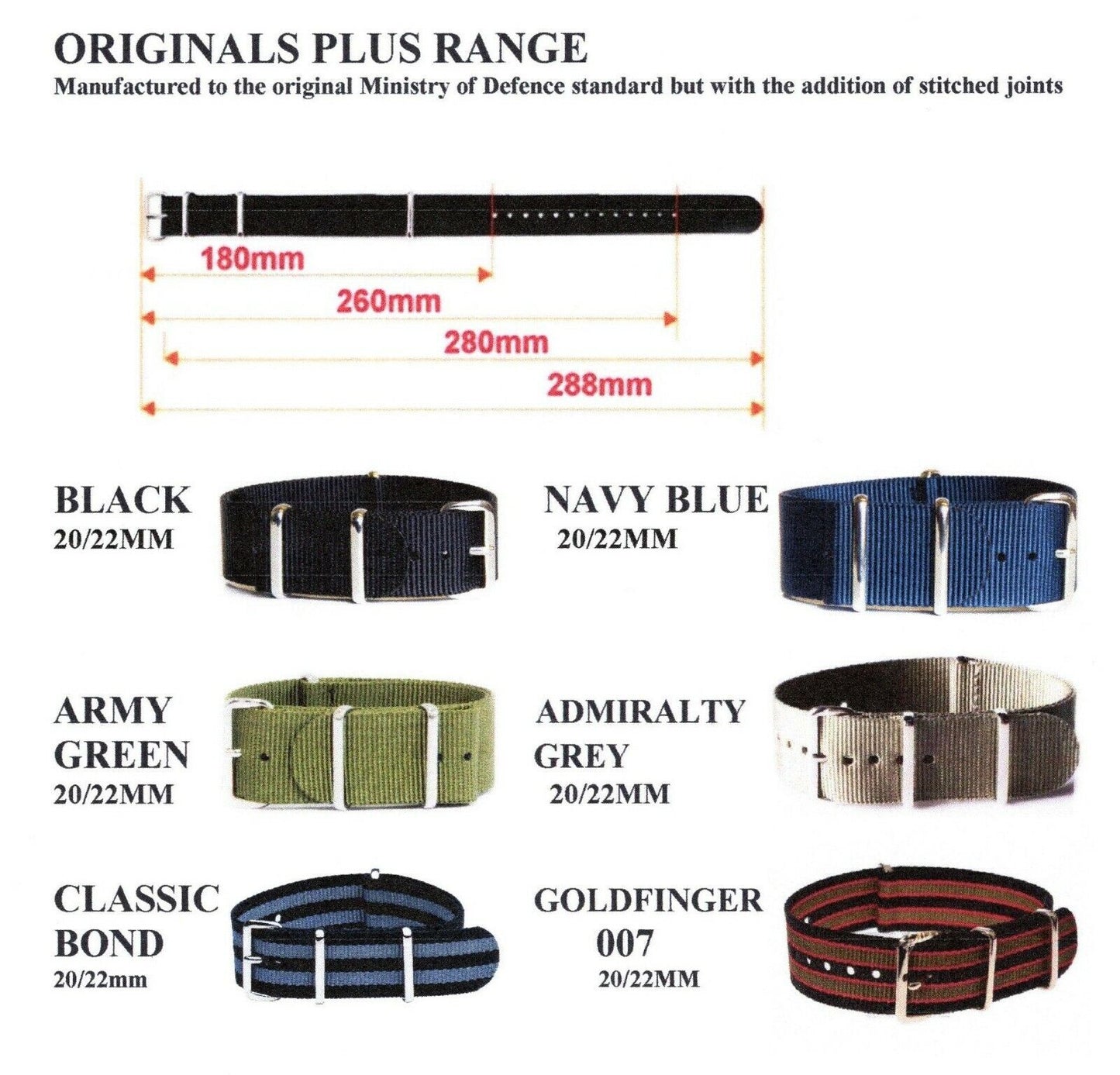 O Plus Nato watch strap Navy Blue 20mm