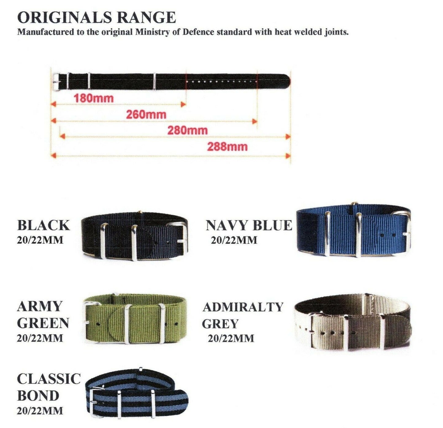 Originals NATO watch strap Navy Blue 22mm x 280mm